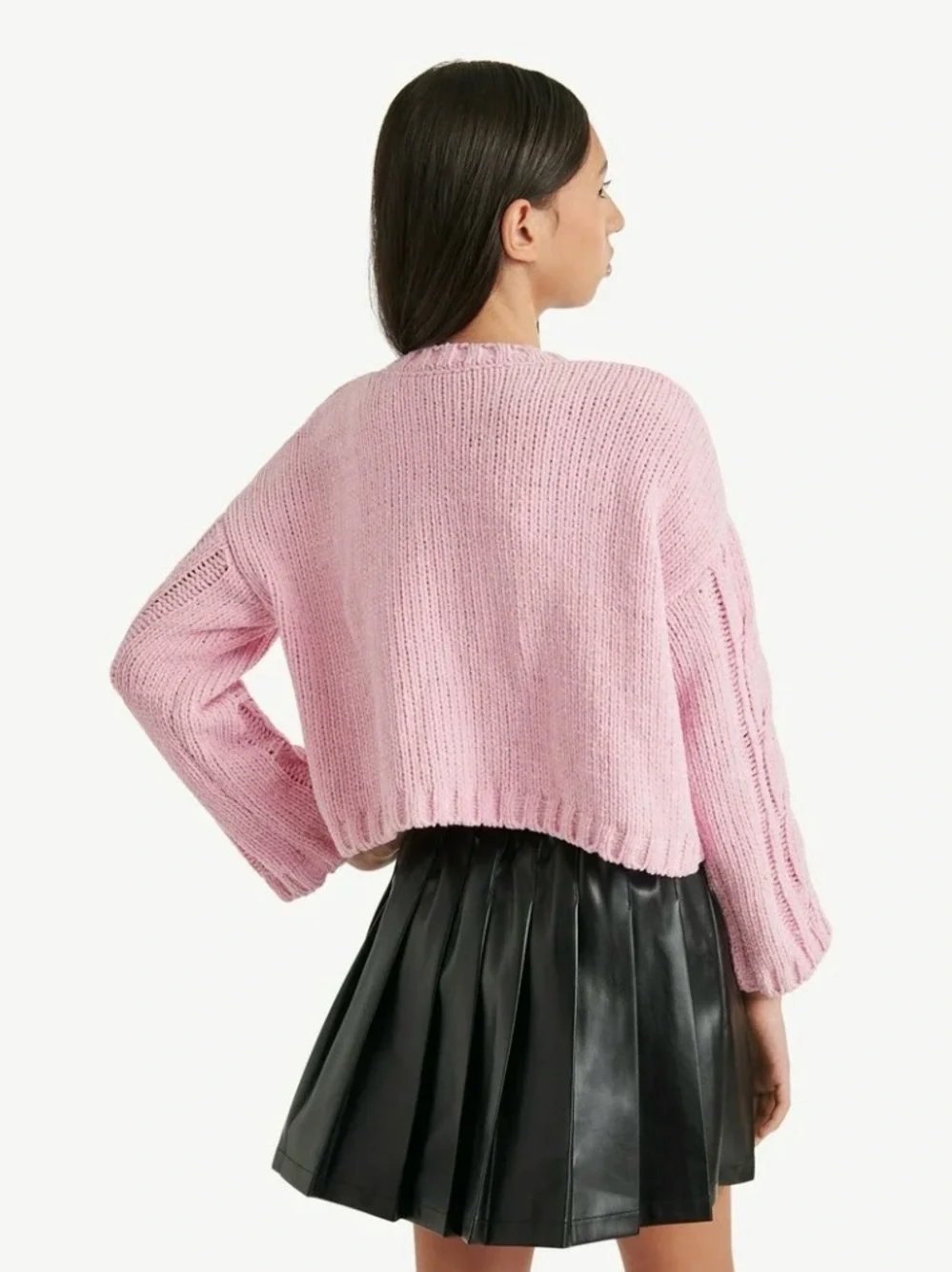 Justice Soft Pink Cable Knit Sweater size 12/14